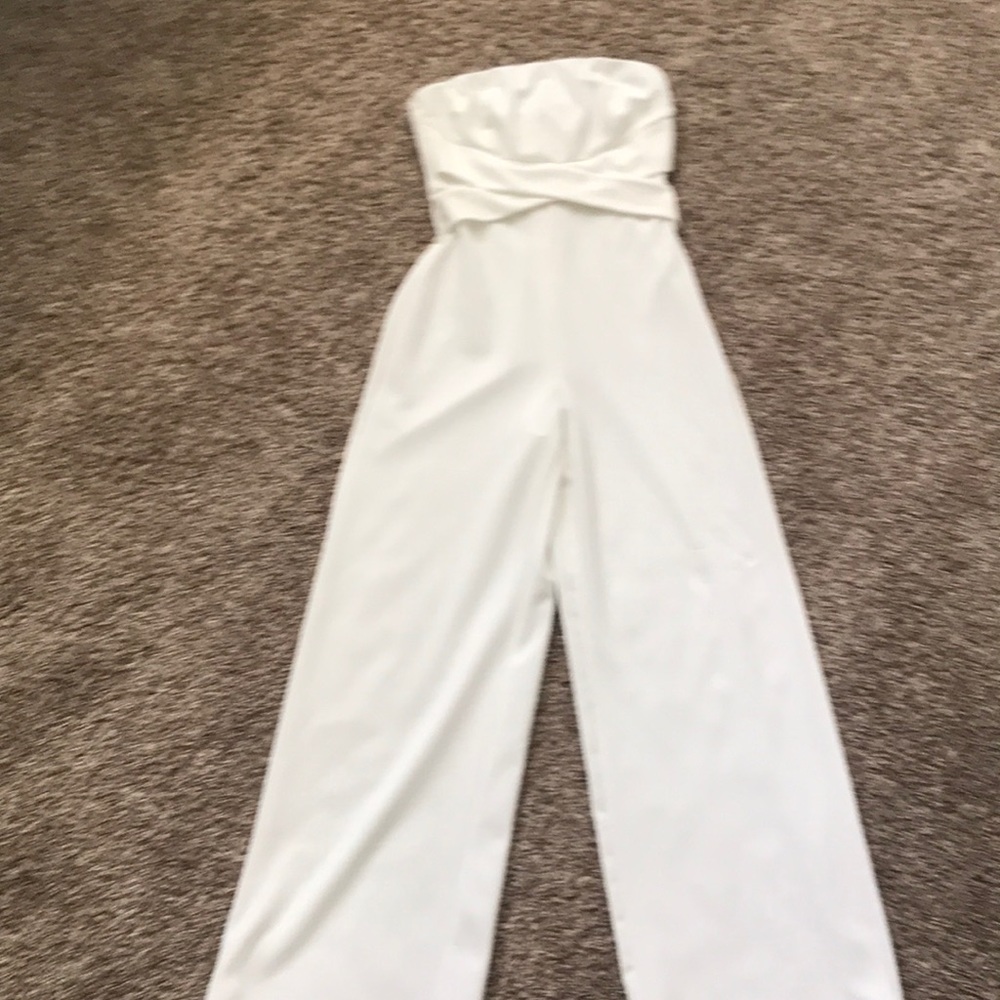 White long strapless romper